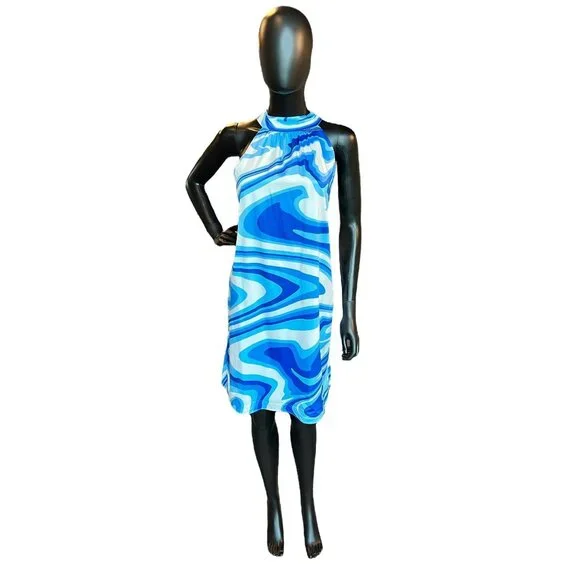 Premier Amour | Dresses | Blue Swirl Satin Halter Midlength Dress Nwt Premier Amour | Poshmark Premier Amour | Dresses | Blue Swirl Satin Halter Midlength Dress Nwt Premier Amour | Poshmark